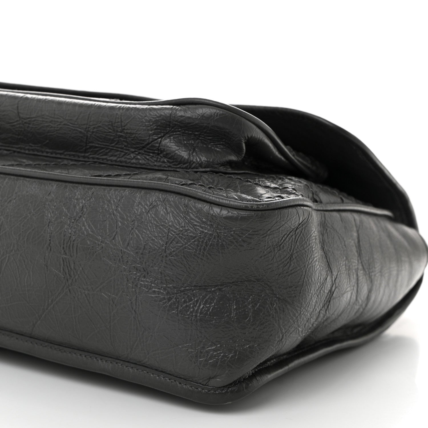 Saint Laurent Crinkled Calfskin Matelasse Monogram Large Niki Chain Satchel Storm 10 of 11