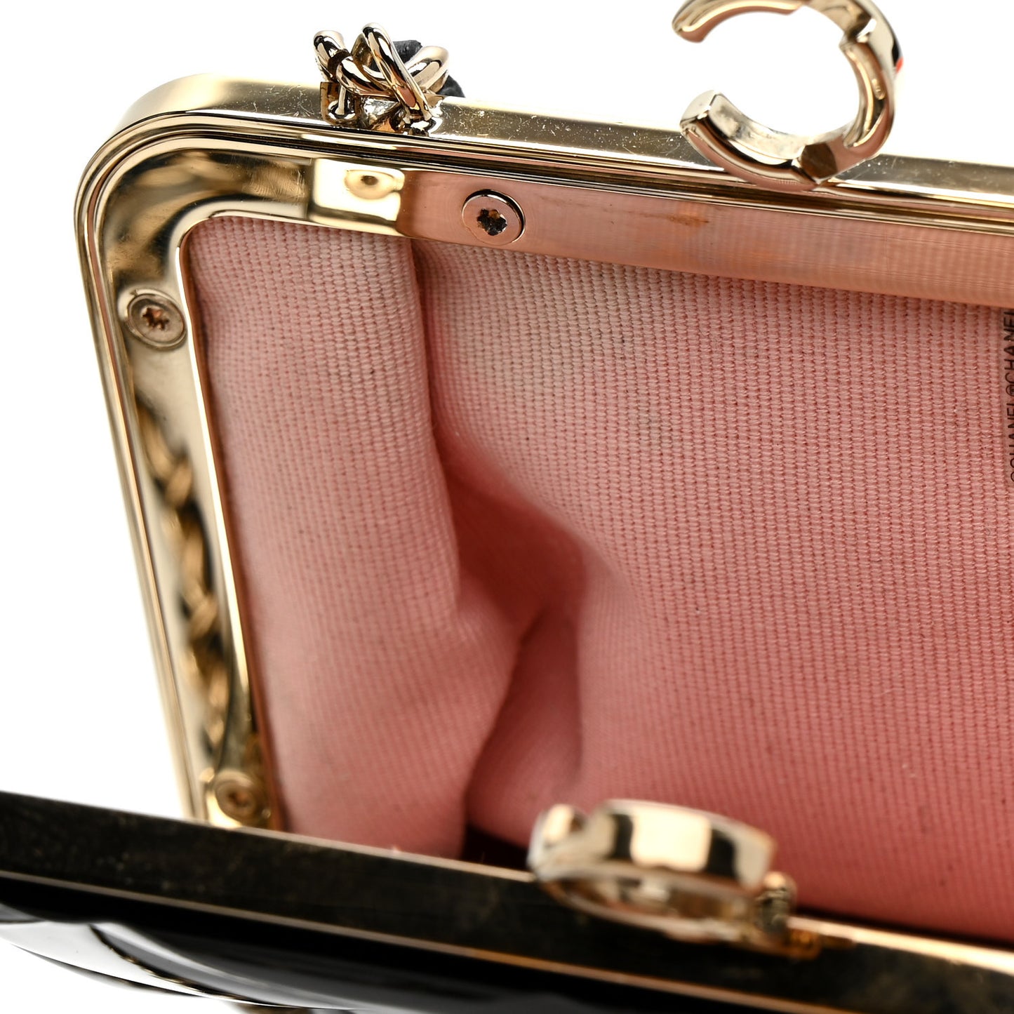 Lambskin Plexi Quilted CC Evening Clutch With Chain Black
