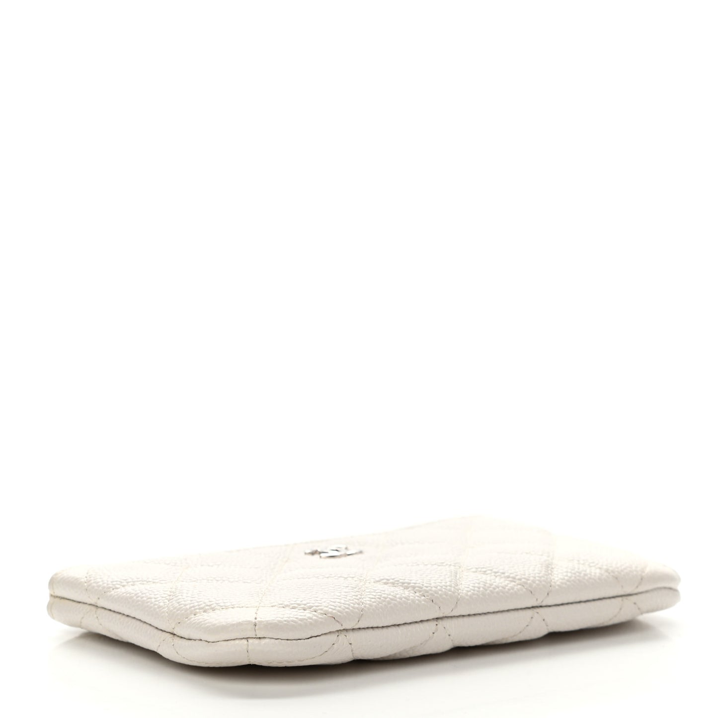 Caviar Quilted Small Cosmetic Case White