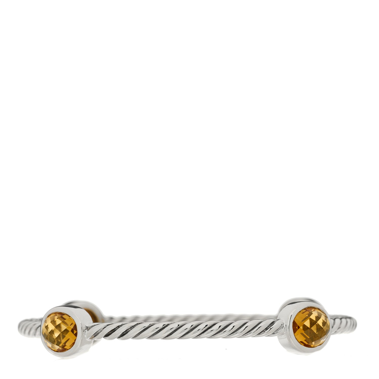 David Yurman Sterling Silver Citrine 3mm 4 Station Bangle Bracelet 2 of 3