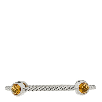 David Yurman Sterling Silver Citrine 3mm 4 Station Bangle Bracelet 2 of 3