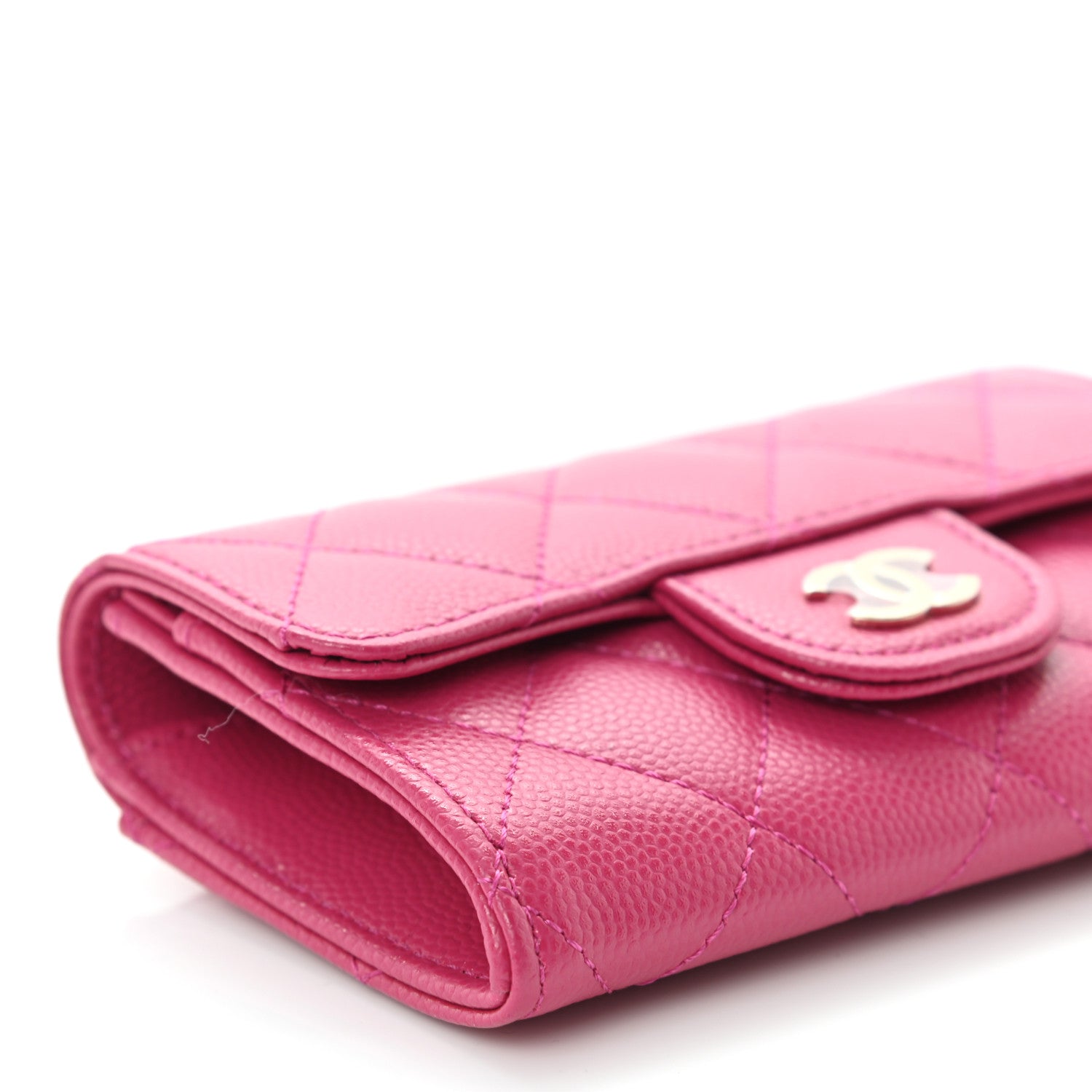 Chanel Caviar Quilted Flap Card Holder Wallet Fuchsia 10 of 12