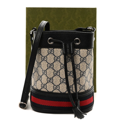 Gucci GG Supreme Monogram Web Mini Ophidia Bucket Bag Beige Blue 11 of 11