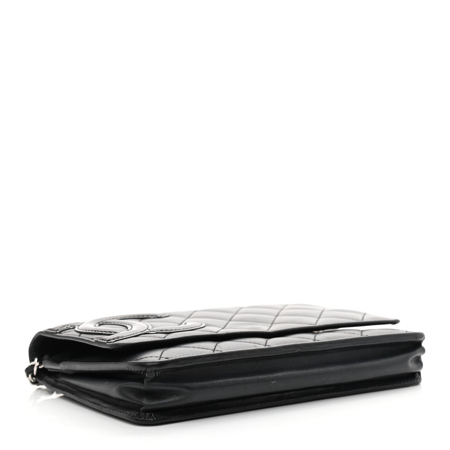 Calfskin Quilted Cambon Wallet On Chain WOC Black