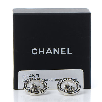 Chanel Crystal CC Round Earrings Silver 5 of 5