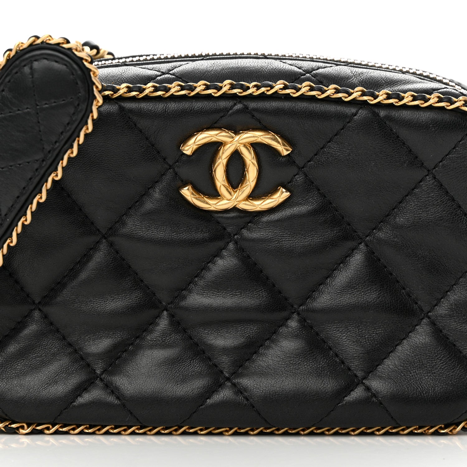 Chanel Lambskin Quilted Chain CC Mini Camera Case Black 8 of 14