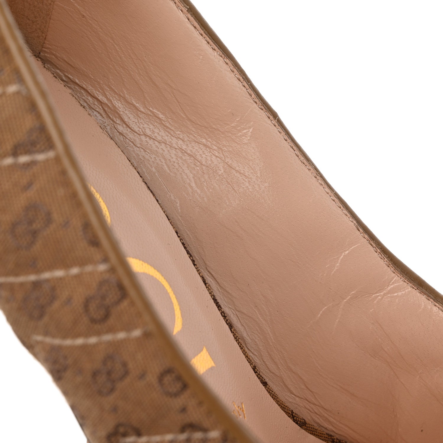 Gucci Monogram GG Mignon Nappa Chevron Matelasse Double G 95mm Pumps 39.5 Dusty Brown 14 of 16