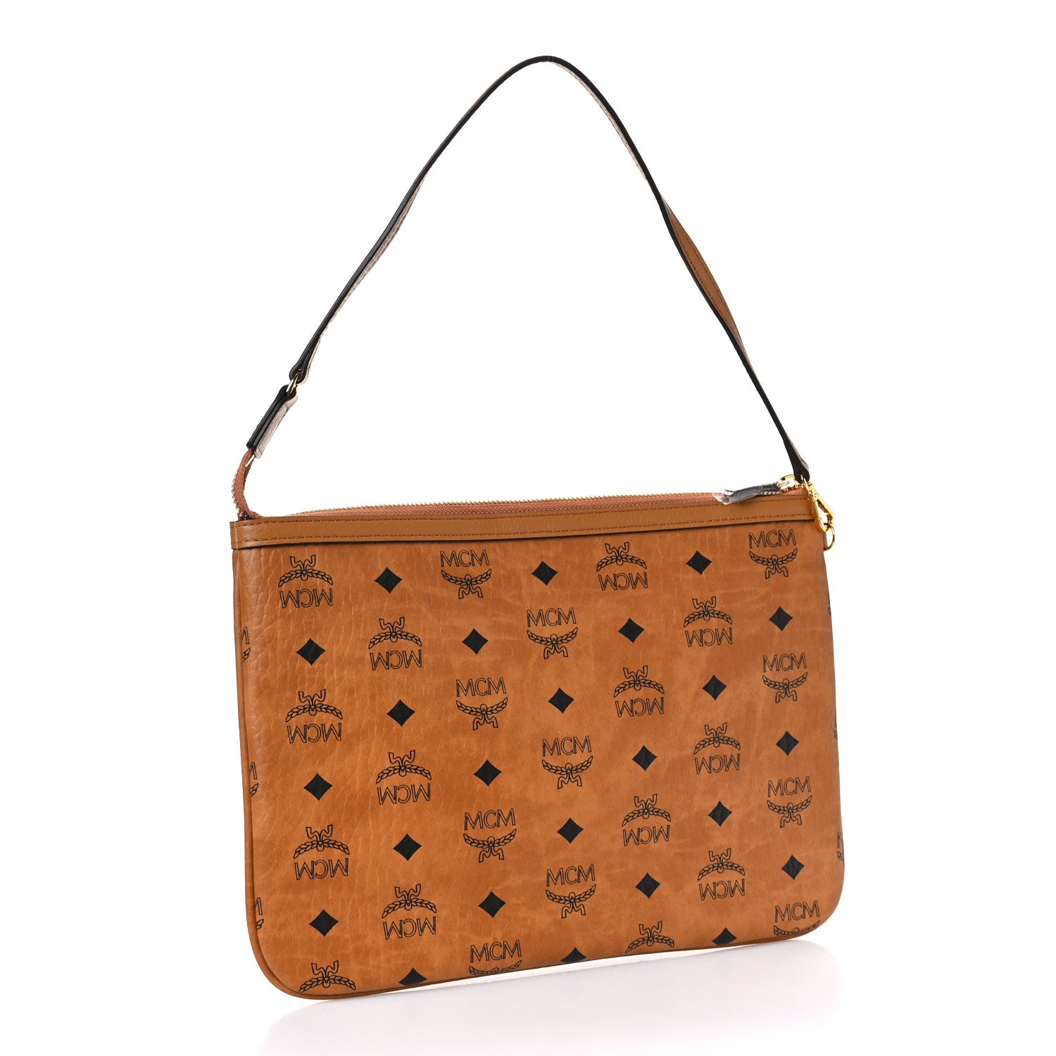 MCM Visetos Liz Sahopper Tote Pouch Cognac 3 of 8
