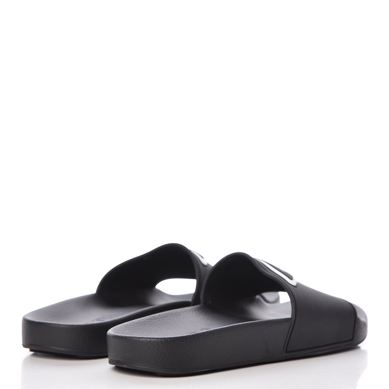 Prada Rubber Logo Pool Slide Sandals 37 Black Rosa 4 of 9