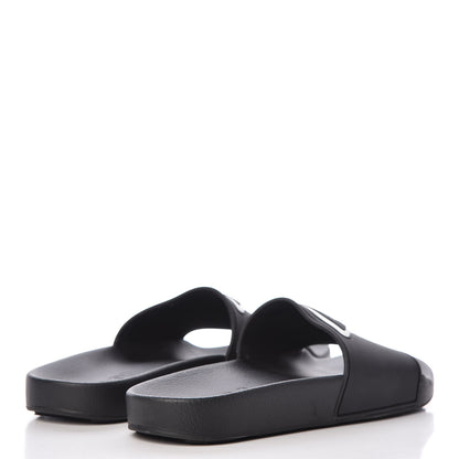 Prada Rubber Logo Pool Slide Sandals 37 Black Rosa 4 of 9