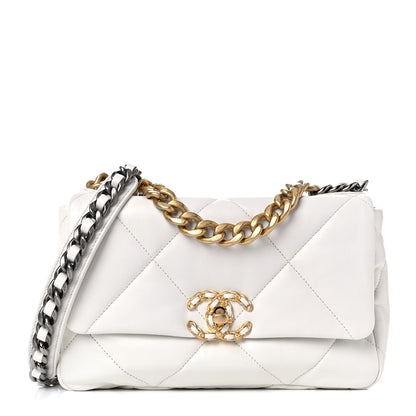 Chanel Lambskin Quilted Medium Chanel 19 Flap White 1 of 9