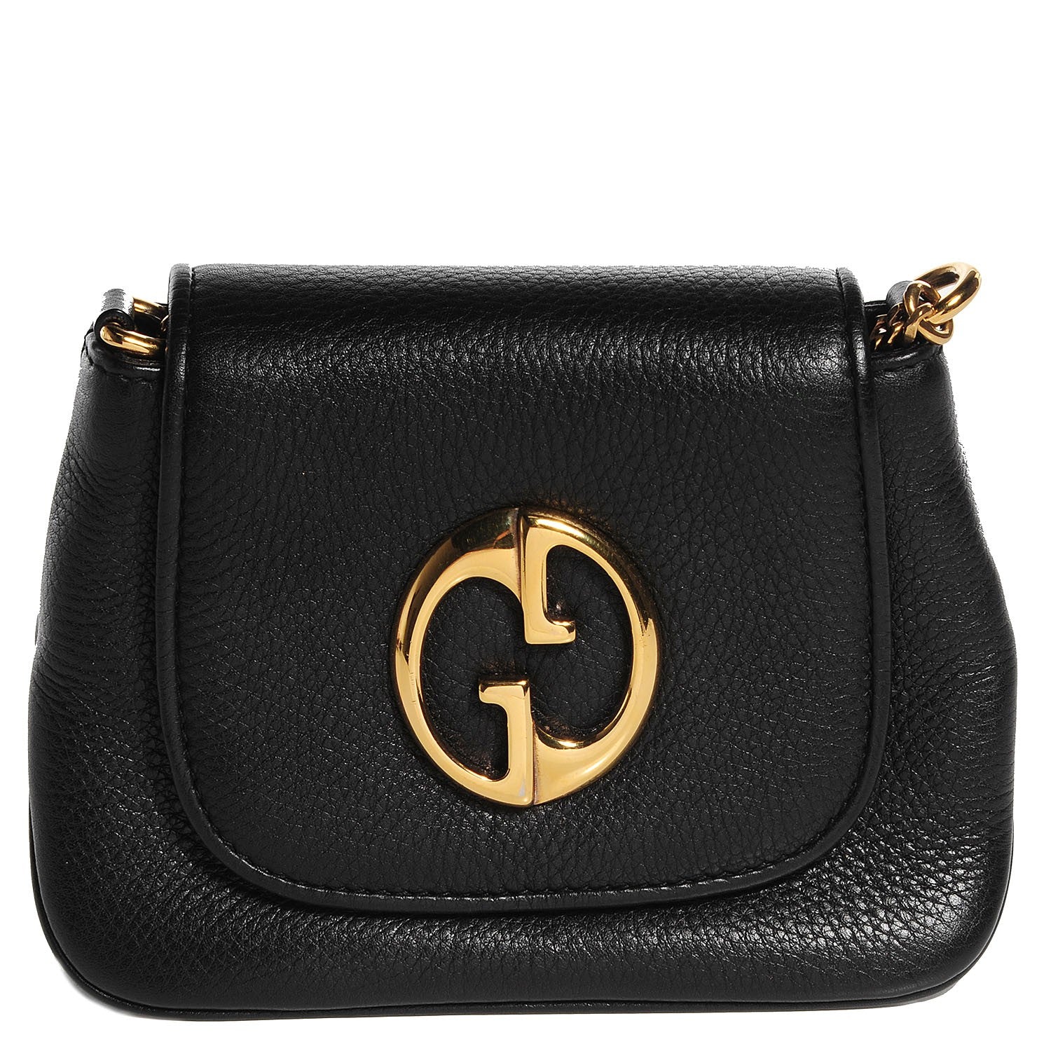 Gucci Pebbled Calfskin Small 1973 Chain Shoulder Bag Black 1 of 9