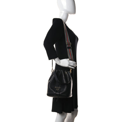 Prada Vitello Daino Drawstring Bucket Black 2 of 8