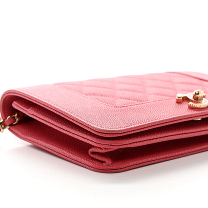 Chanel Caviar Quilted Vintage Mademoiselle Wallet On Chain WOC Dark Pink 10 of 12