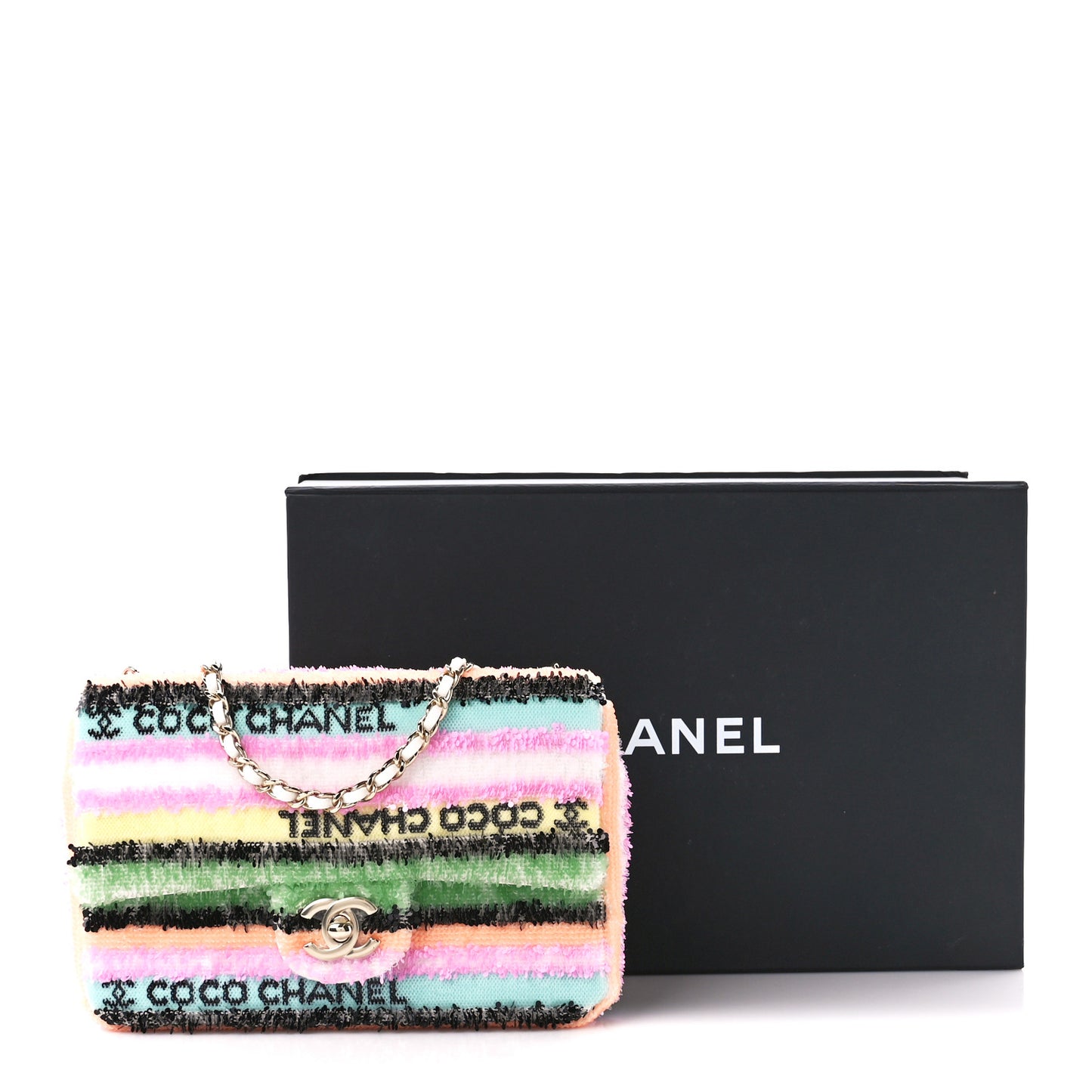 Sequin Logo Single Flap White Multicolor