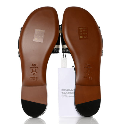 Christian Dior Canvas Embroidered Dway Mules Slide Sandals 37.5 Black 5 of 9