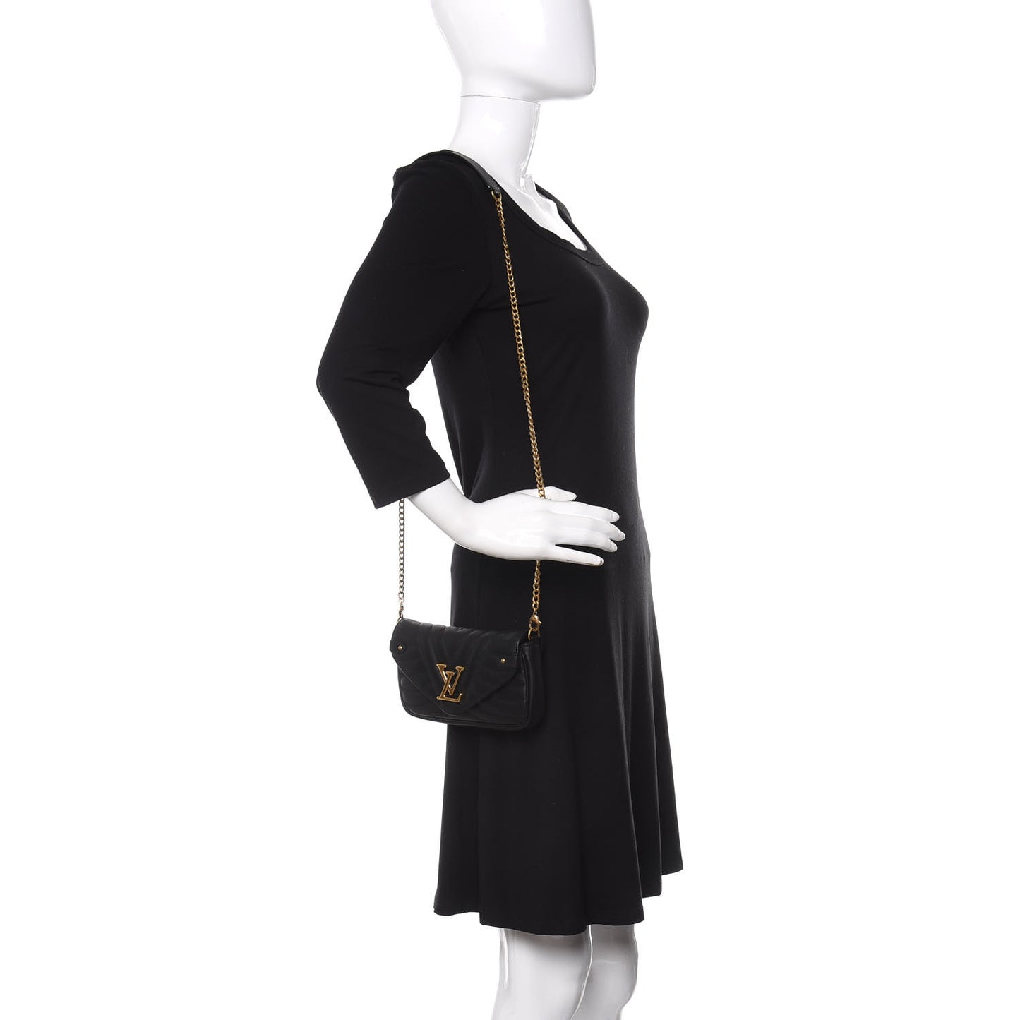 Calfskin New Wave Chain Pochette Black