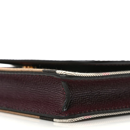 Burberry Grained Calfskin House Check Tartan Mix Hampshire Wallet On Chain Burgundy 8 of 8