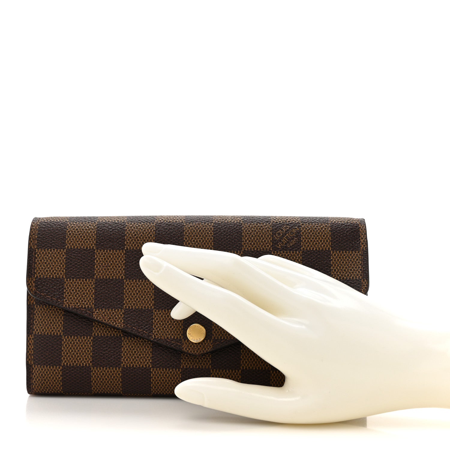 Louis Vuitton Damier Ebene Sarah Wallet NM Rose Ballerine 2 of 10