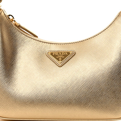 Prada Saffiano Lux Mini Re-Edition Shoulder Bag Platino 9 of 13