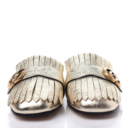 Gucci Galassia Womens GG Marmont Fringe Slippers 37 Platino 5 of 10