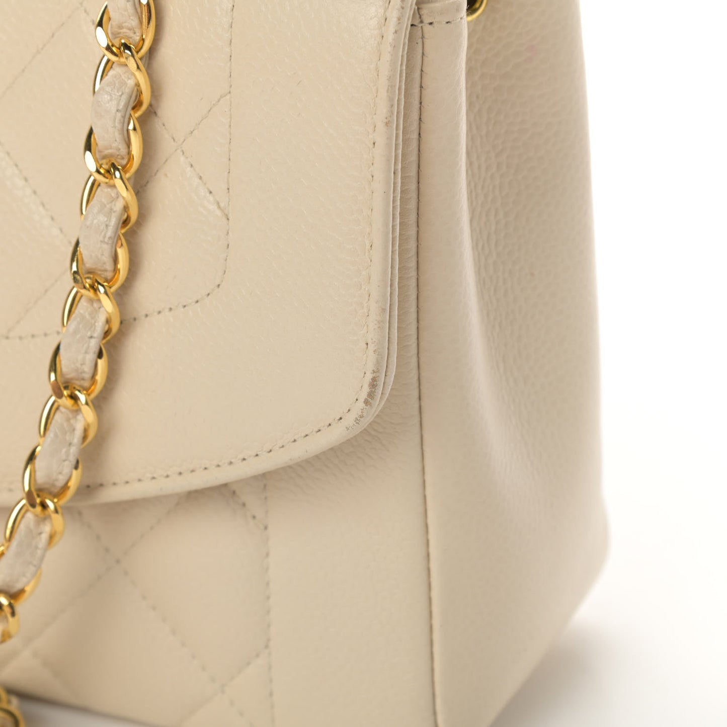 Caviar Quilted Medium Single Flap White
