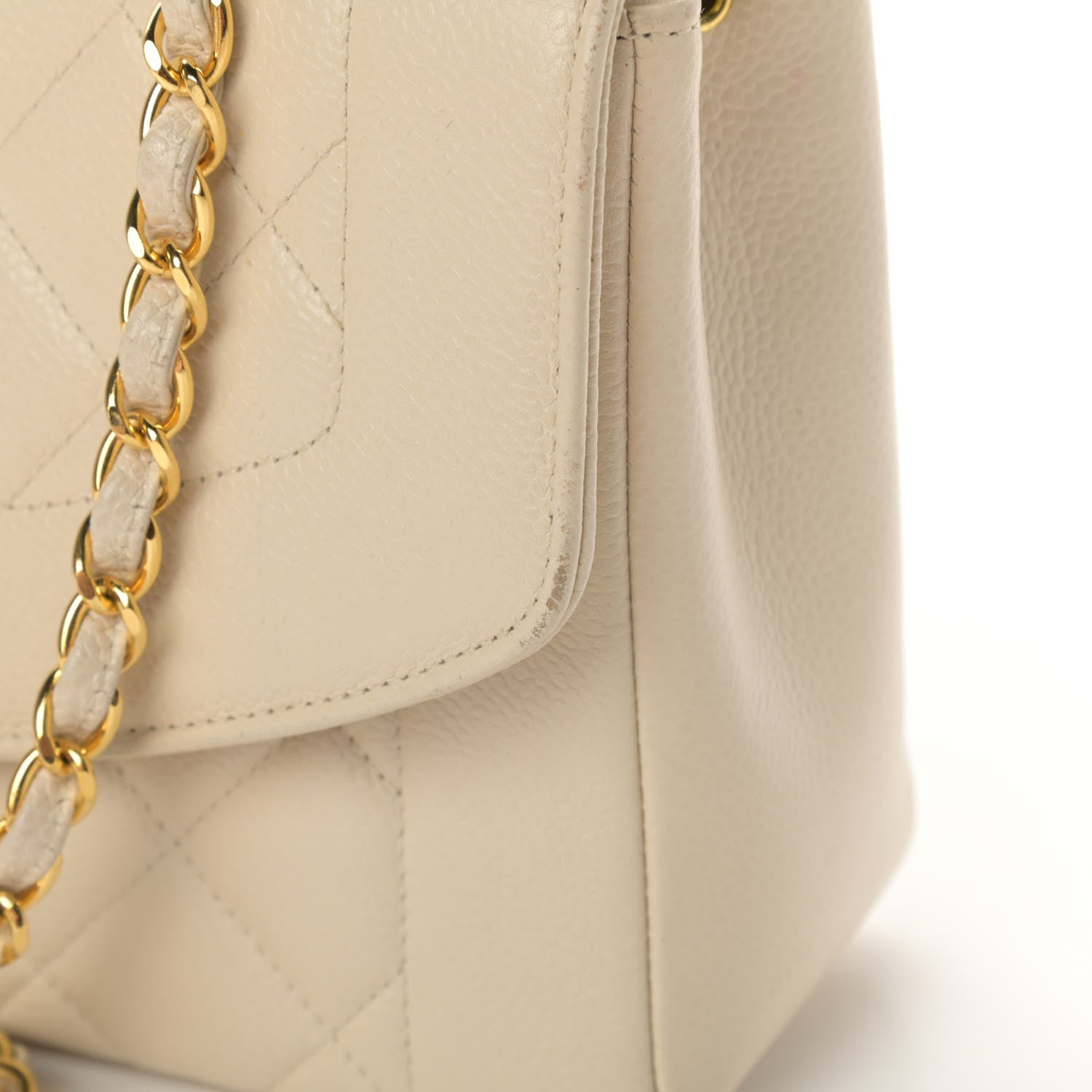Chanel Caviar Quilted Medium Single Flap White 21 of 22