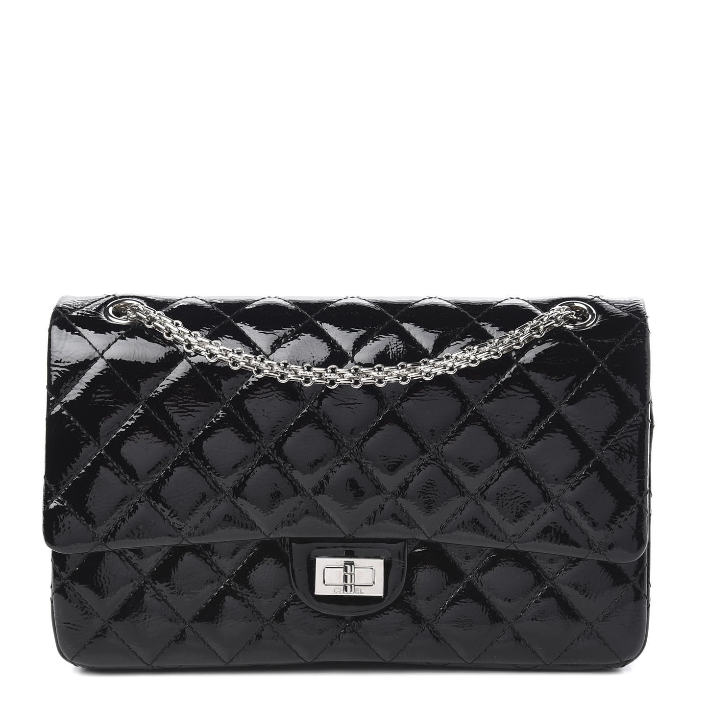 Distressed Patent Quilted 2.55 Reissue 226 Flap Black