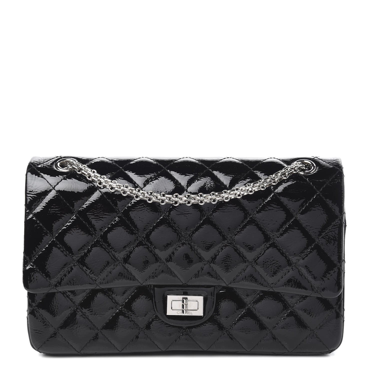 Chanel Distressed Patent Quilted 2.55 Reissue 226 Flap Black 1 of 10
