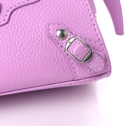Balenciaga Grained Calfskin Neo Classic Silver Hardware Nano City Crossbody Lilac 8 of 8