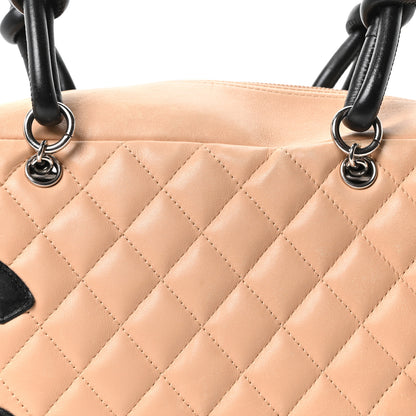 Chanel Calfskin Quilted Large Cambon Bowler Beige Black 8 of 10