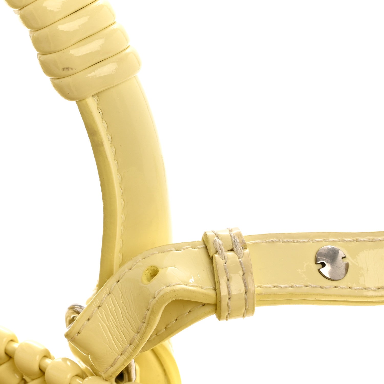Balenciaga Varnished Faux Calfskin Braided XS Bistro Basket Pale Yellow 11 of 12