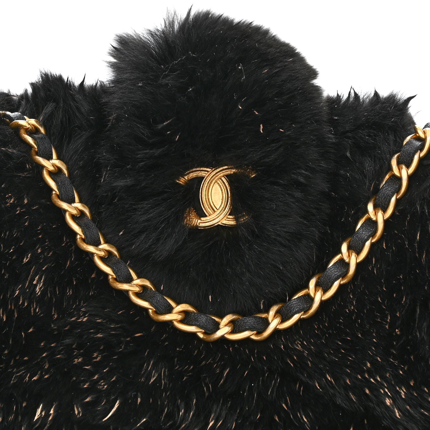 Chanel Rabbit Fur Small Clutch With Chain Black 8 of 10