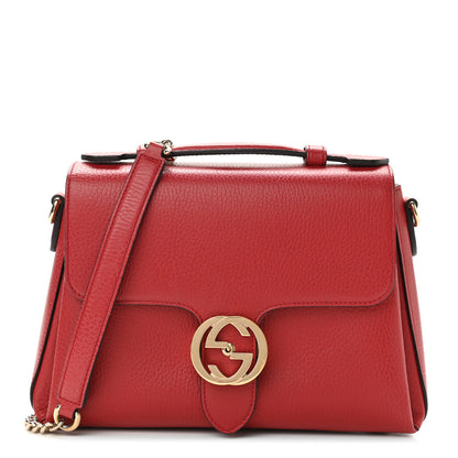 Gucci Dollar Calfskin Interlocking G Top Handle Shoulder Bag Red 1 of 10