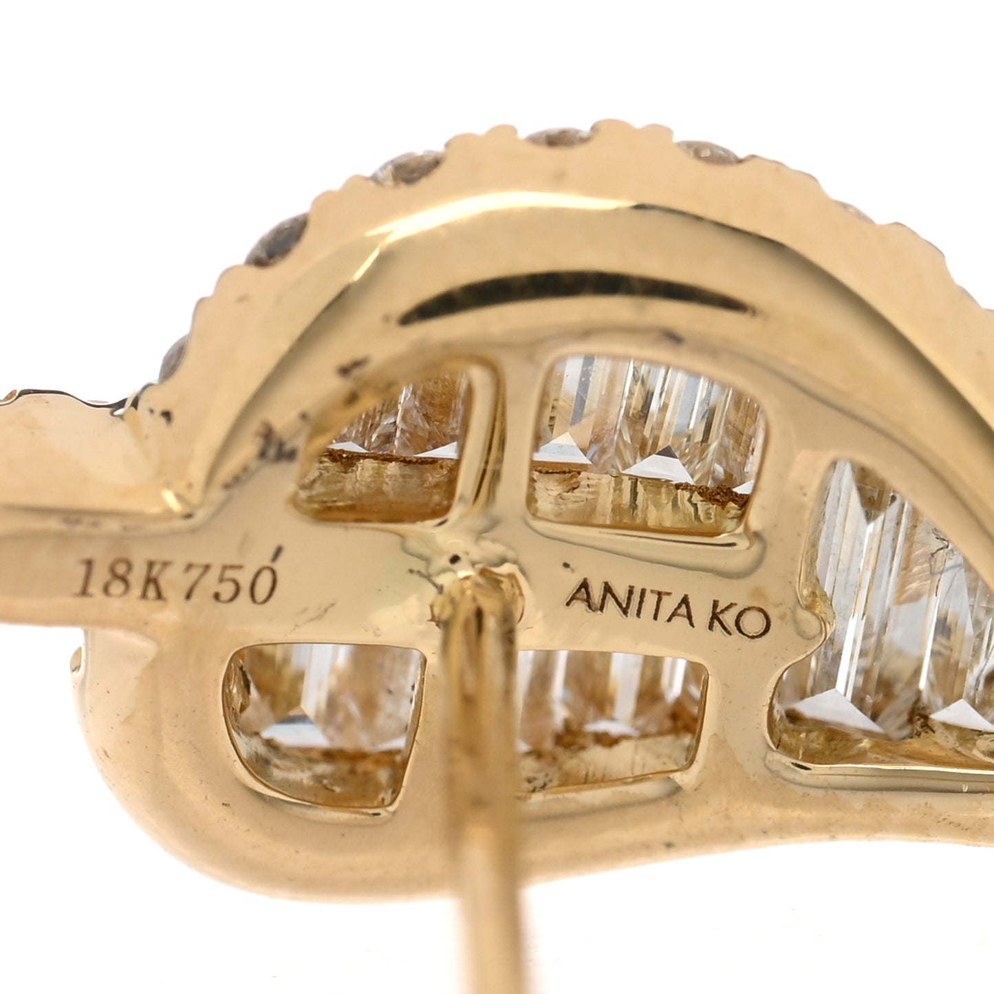 18K Yellow Gold Diamond Small Palm Leaf Stud Earrings