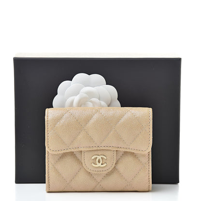 Chanel Iridescent Caviar Quilted Flap Card Holder Wallet Beige 9 of 9