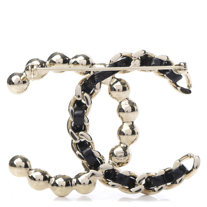 Chanel Lambskin Pearl CC Chain Brooch Black Gold 3 of 5