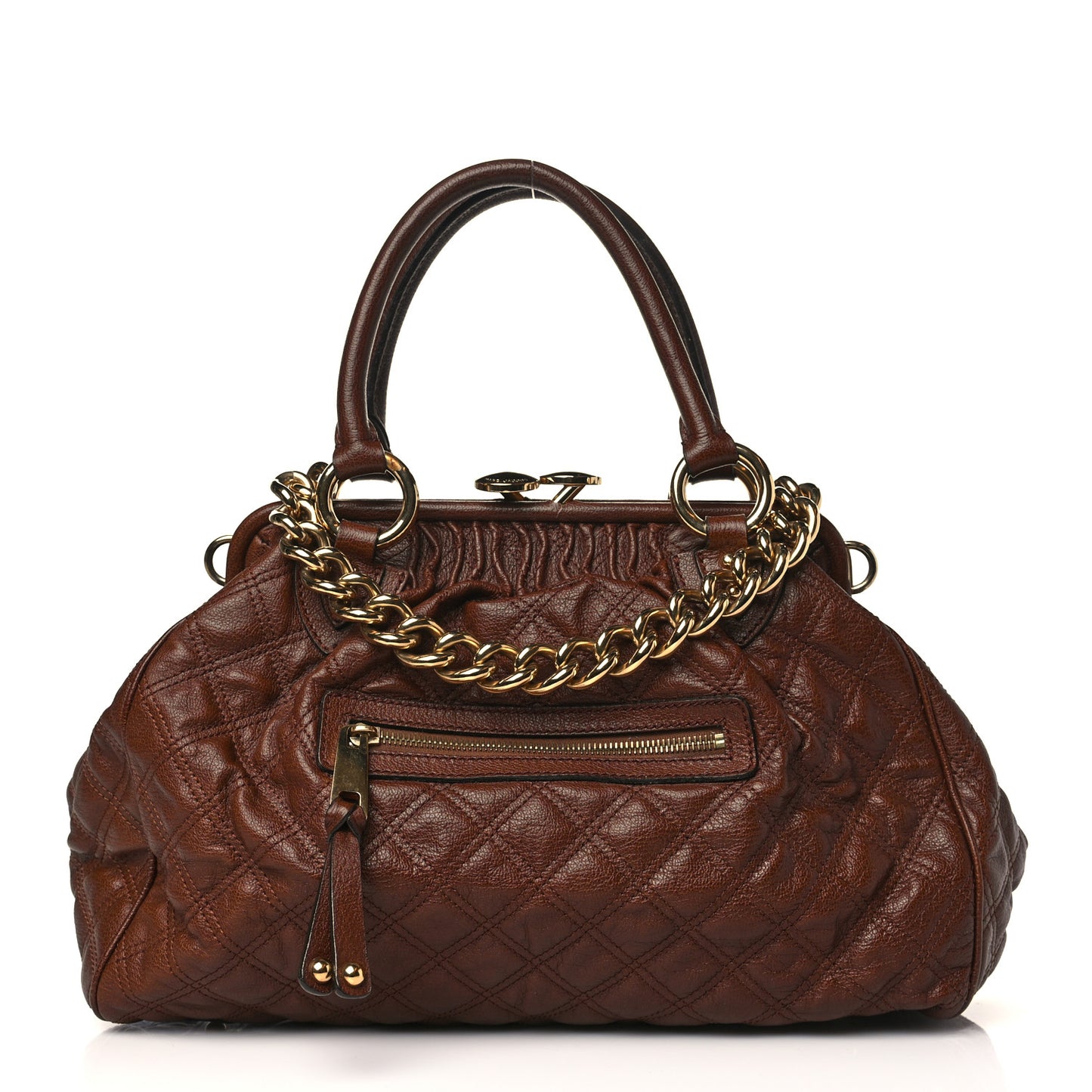 Calfskin Quilted Stam Brown