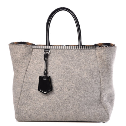 Fendi Felt Large 2Jours Tote Light Grey Black 1 of 7