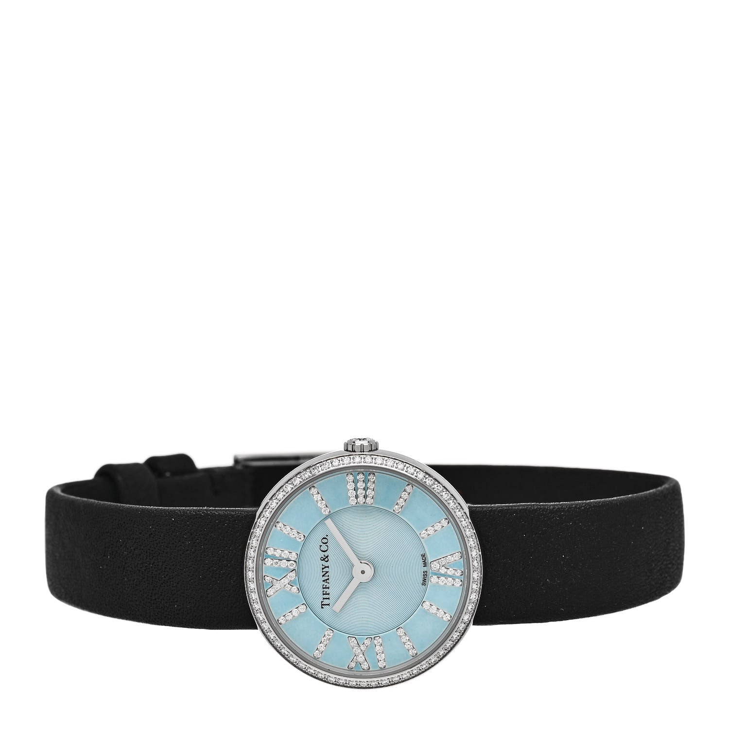Tiffany Stainless Steel Calfskin Diamond Bezel 24mm Atlas 2-Hand Quartz Watch Tiffany Blue 2 of 5