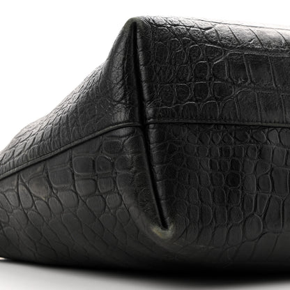 Saint Laurent Calfskin Crocodile Embossed Shopping Tote Black 11 of 14