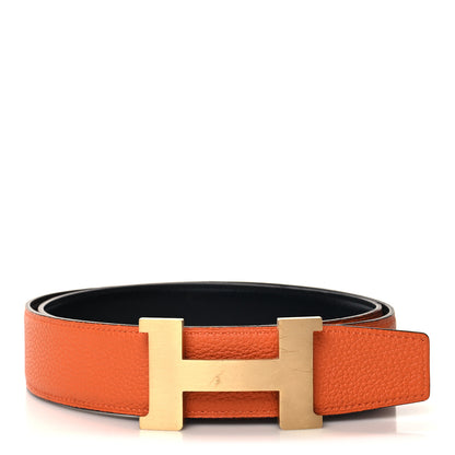 Hermes Box Togo 42mm Constance H Belt 90 36 Black Orange 1 of 6