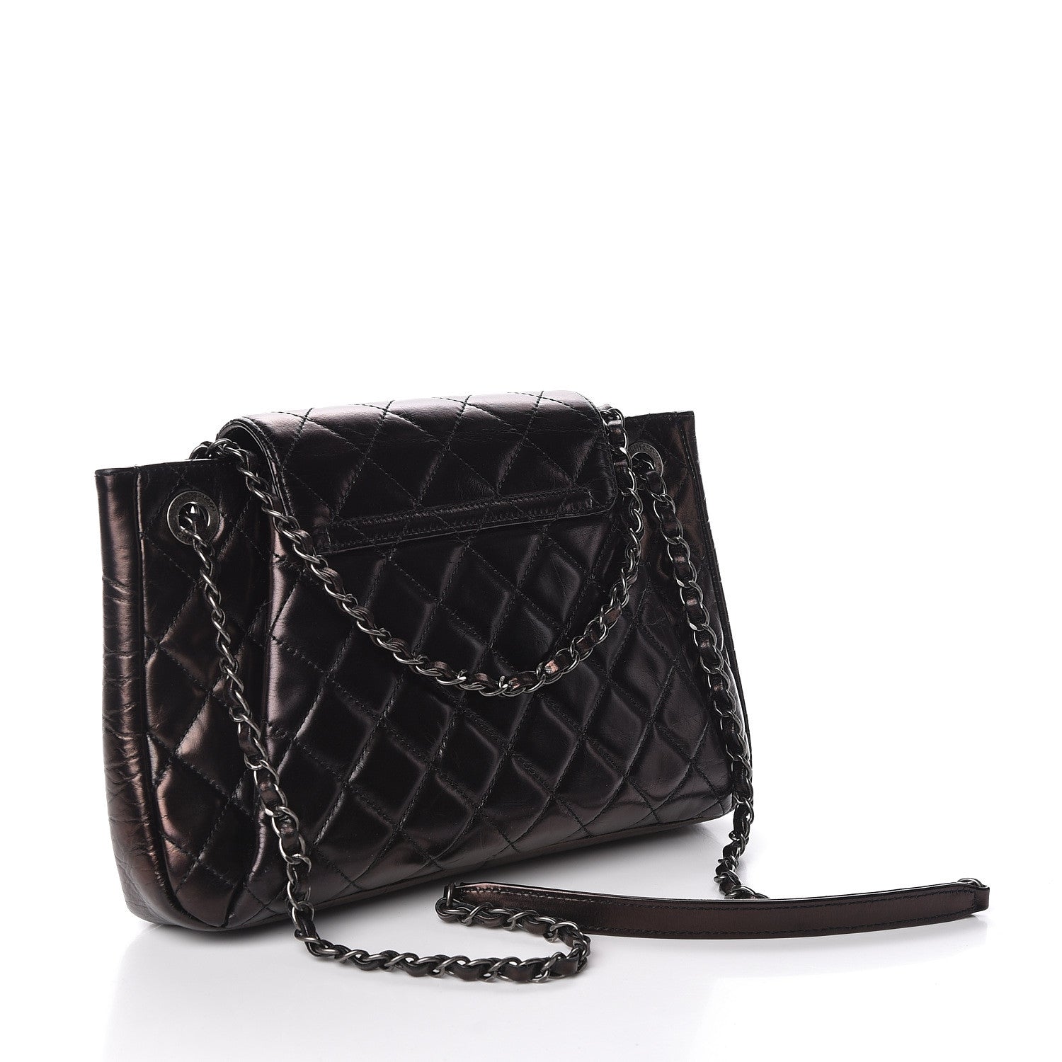 Chanel Glazed Calfskin Quilted Accordion Flap Black 3 of 11