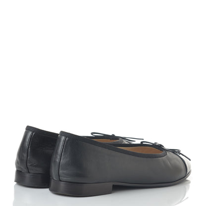 Chanel Lambskin Patent CC Cap Toe Ballerina Flats 36 Black 4 of 11
