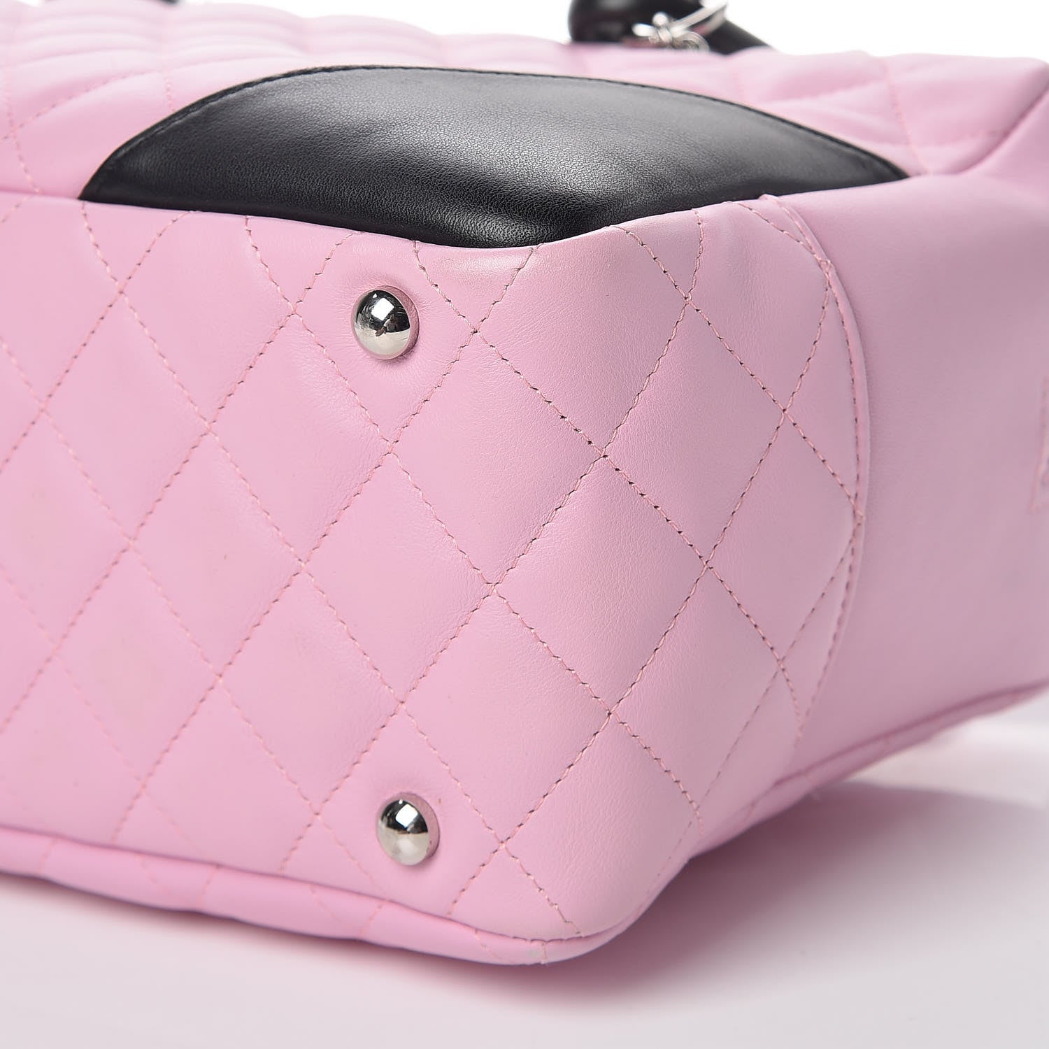 Chanel Calfskin Quilted Large Cambon Bowler Pink Black 9 of 14