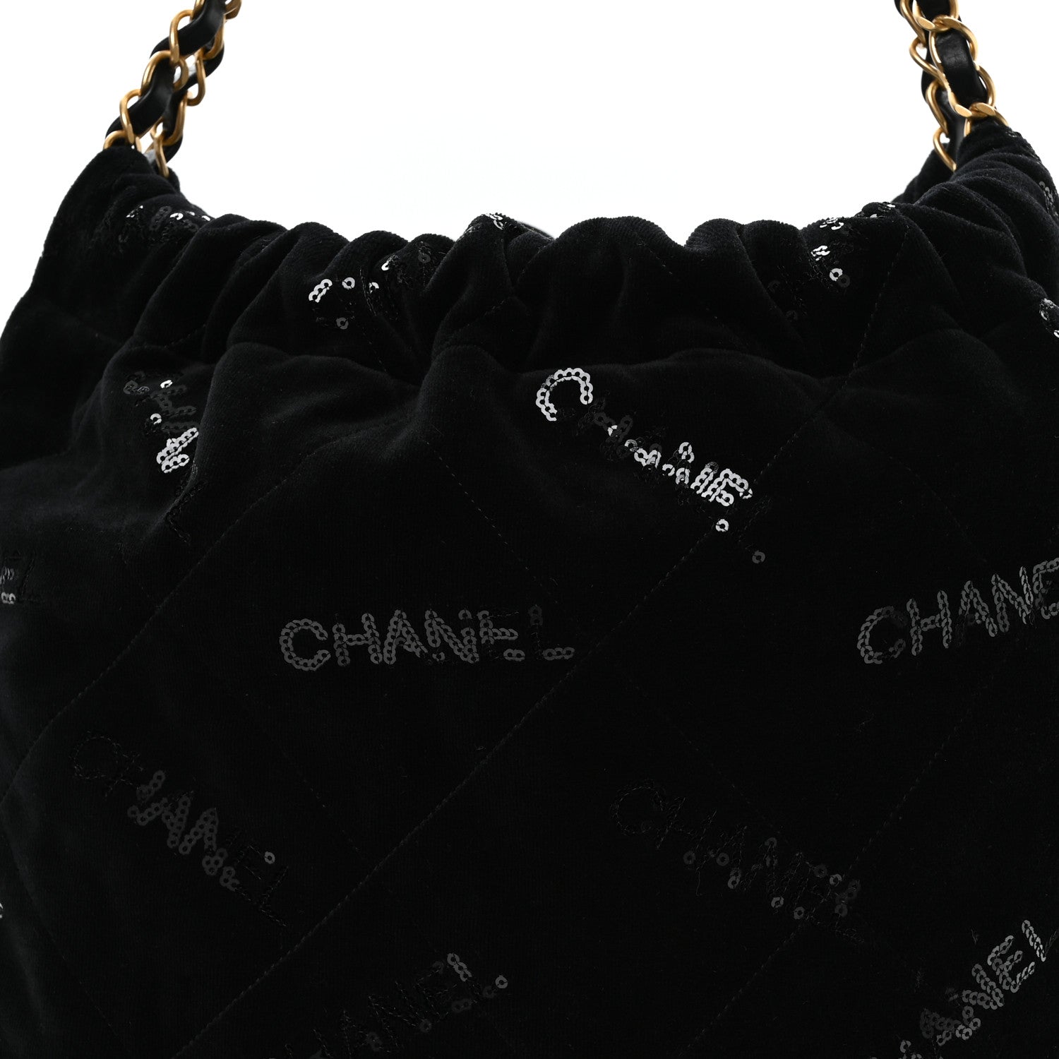 Chanel Velvet Sequin Quilted Chanel 22 Black 9 of 12