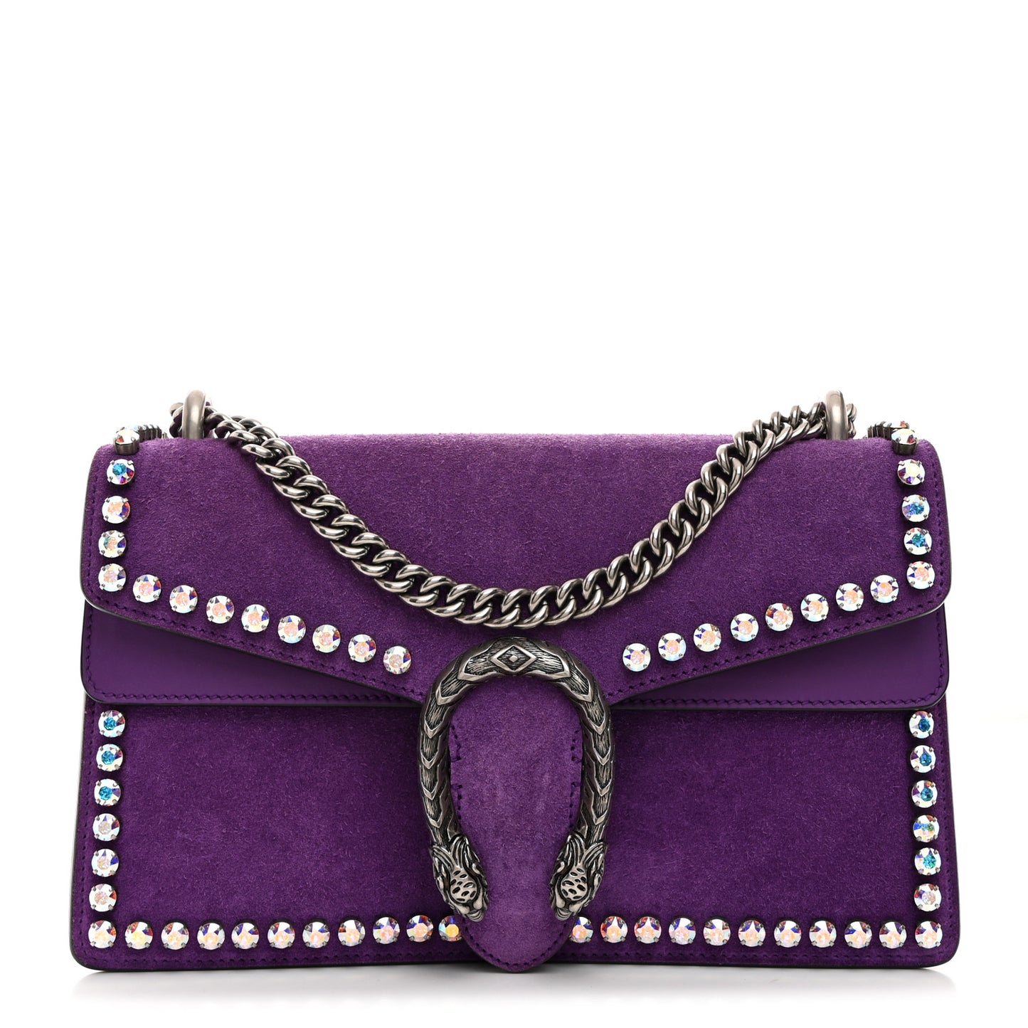Suede Crystal Small Dionysus Shoulder Bag Bright Purple