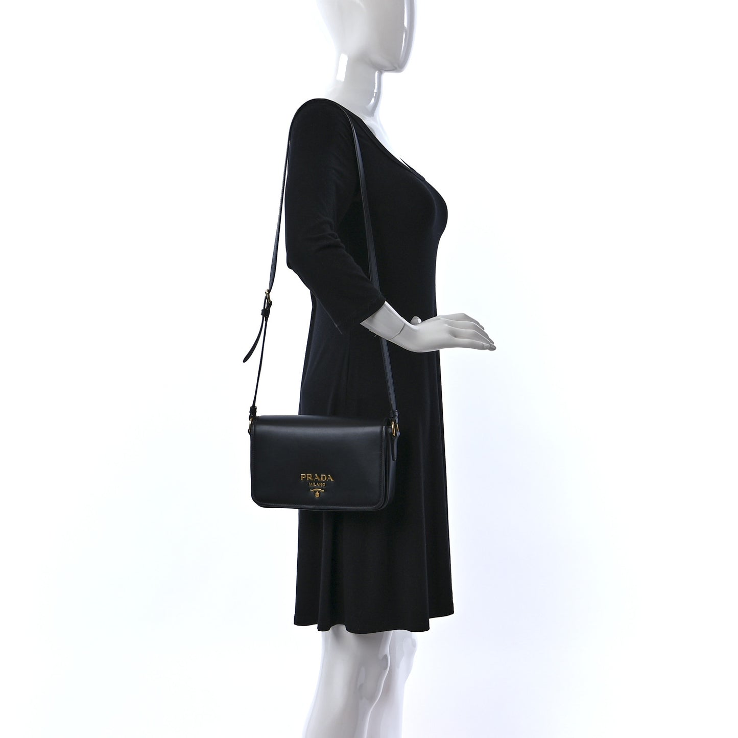 City Calfskin Flap Crossbody Black