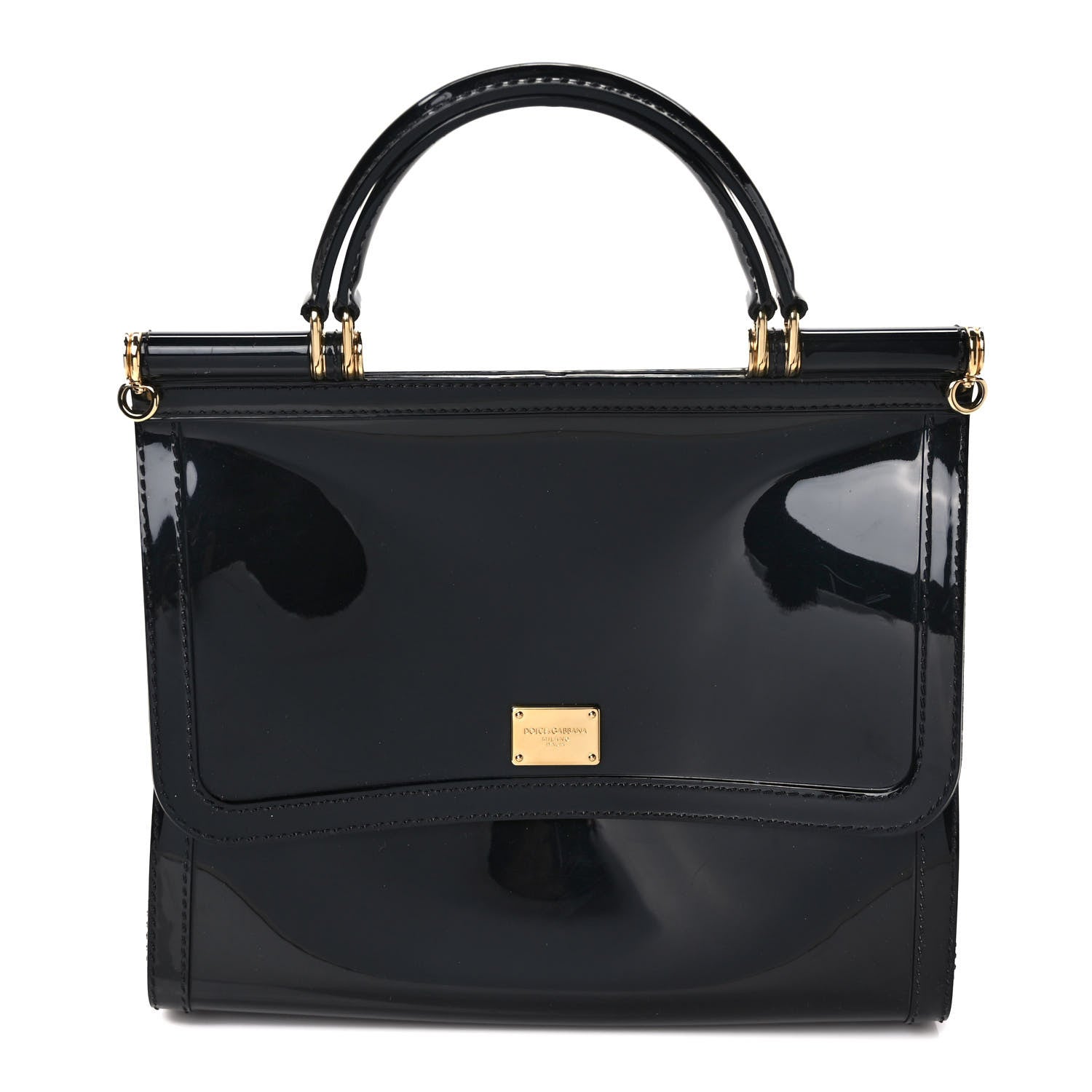 Dolce & Gabbana Patent Medium Miss Sicily Satchel Black 1 of 8