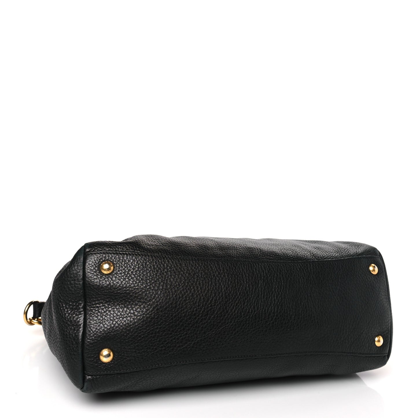 Vitello Daino Top Handle Zip Tote Black